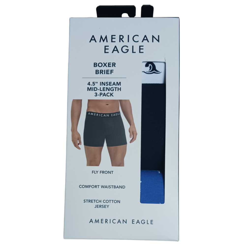 American Eagle Mens 3-Pack Classic 4.5" Boxer Brief Multi-Color X-Small (26-28")